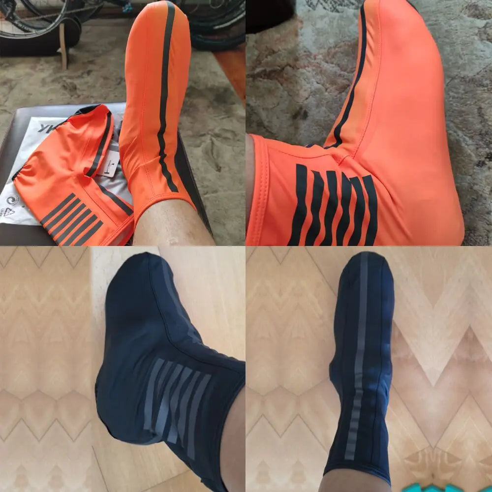YKYWBIKE Waterproof Cycling Overshoes Bicycle Shoes Covers Reflective Windproof MTB Road Keep Warm Bike Lock Protector