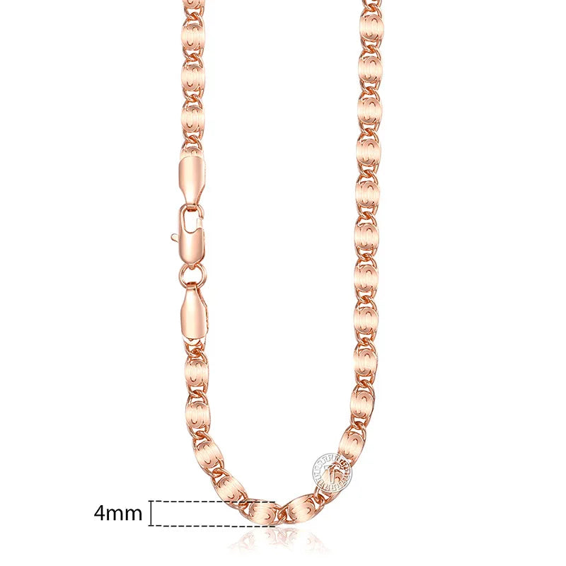 Necklace for Women 585 Rose Gold color Curb Snail Link Chain Gold Color Necklace Men's Woman Jewelry Gifts 45cm 50cm 60cm GNN1