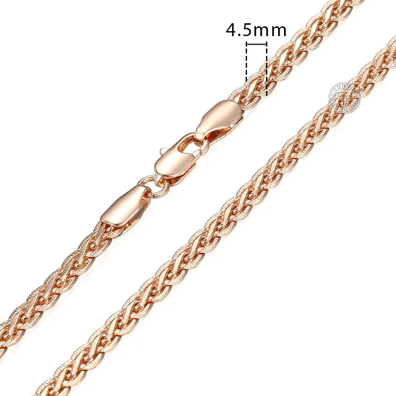 Necklace for Women 585 Rose Gold color Curb Snail Link Chain Gold Color Necklace Men's Woman Jewelry Gifts 45cm 50cm 60cm GNN1