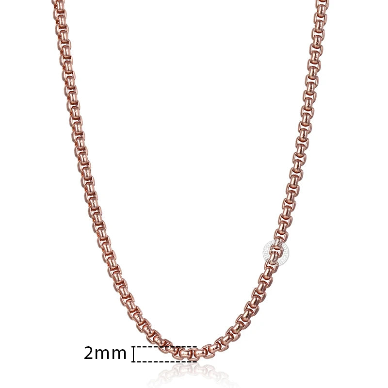 Necklace for Women 585 Rose Gold color Curb Snail Link Chain Gold Color Necklace Men's Woman Jewelry Gifts 45cm 50cm 60cm GNN1