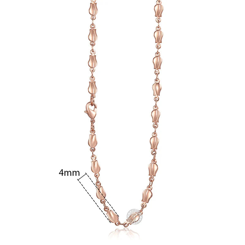 Necklace for Women 585 Rose Gold color Curb Snail Link Chain Gold Color Necklace Men's Woman Jewelry Gifts 45cm 50cm 60cm GNN1