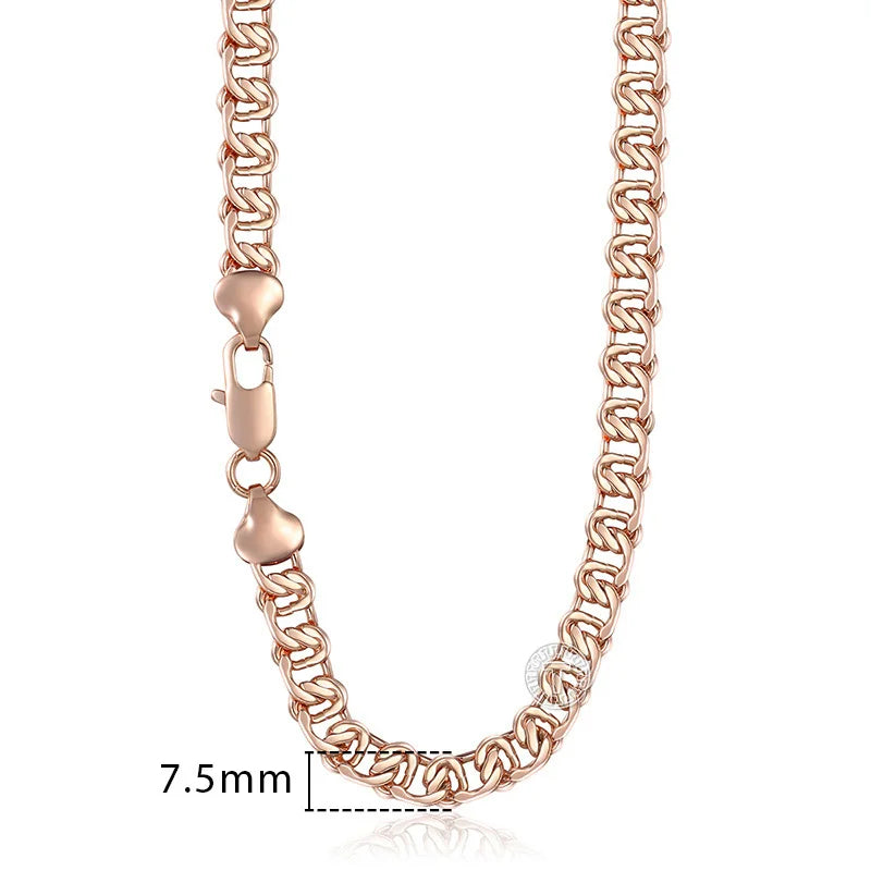Necklace for Women 585 Rose Gold color Curb Snail Link Chain Gold Color Necklace Men's Woman Jewelry Gifts 45cm 50cm 60cm GNN1