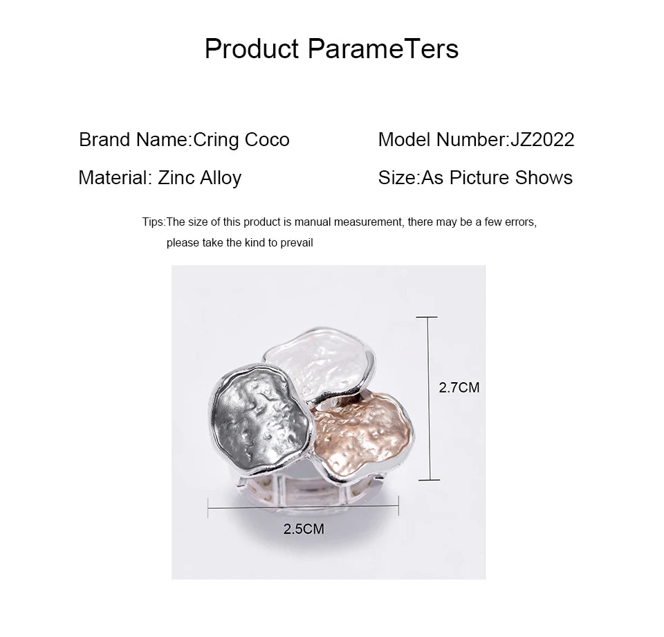 Cring Coco New in Rings Big Rings for Women Accessories Enamel Famous Woman Luxury Brand Ring Jewelry Large Extravagant Rings