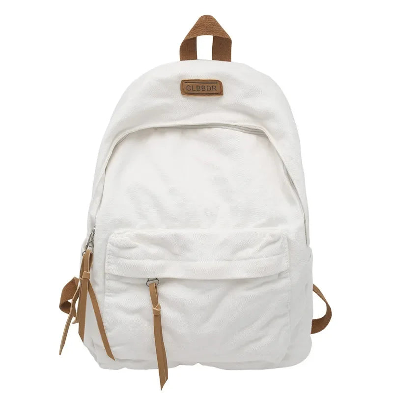 Unisex 100% Cotton Backpacks Solid Color School Bags Large Capacity Clouth Leisure Or Travel Bags Lazy Style Satchels mochila 가방