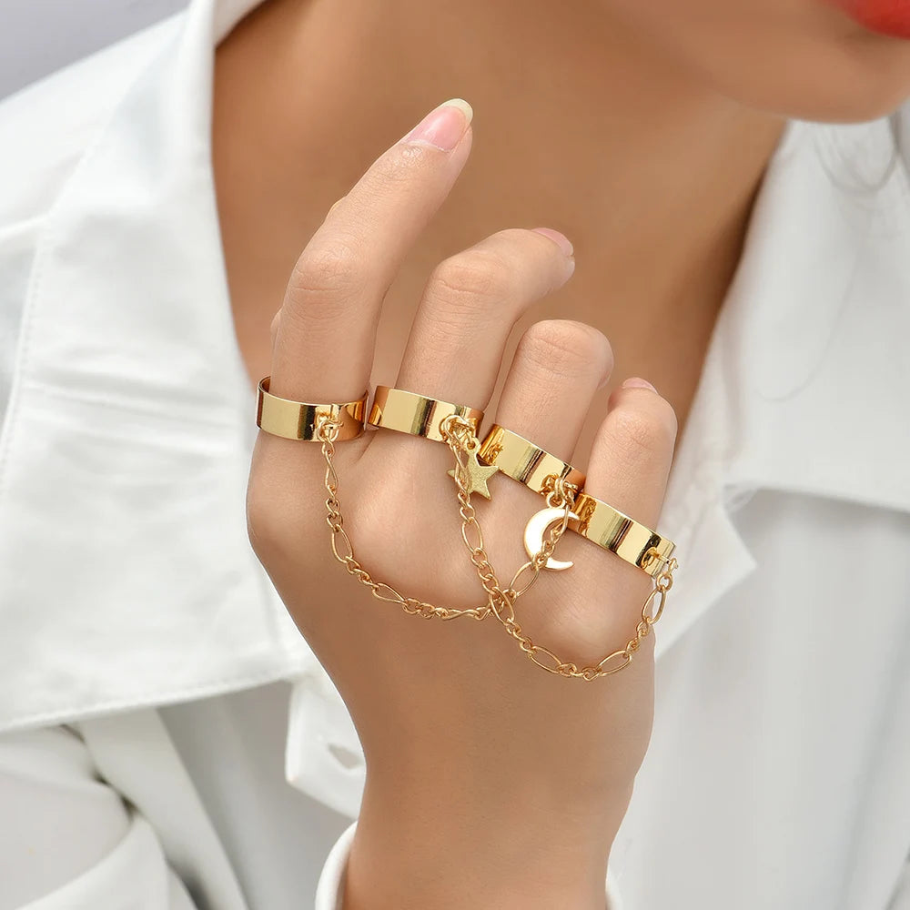 Creative Butterfly Link Chain Bracelet Connected Finger Ring Bangle Bracelets for Women Linked Hand Harness Couple Jewelry Gifts