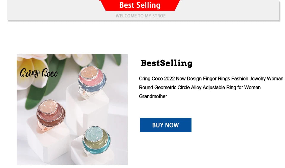 Cring Coco New in Rings Big Rings for Women Accessories Enamel Famous Woman Luxury Brand Ring Jewelry Large Extravagant Rings