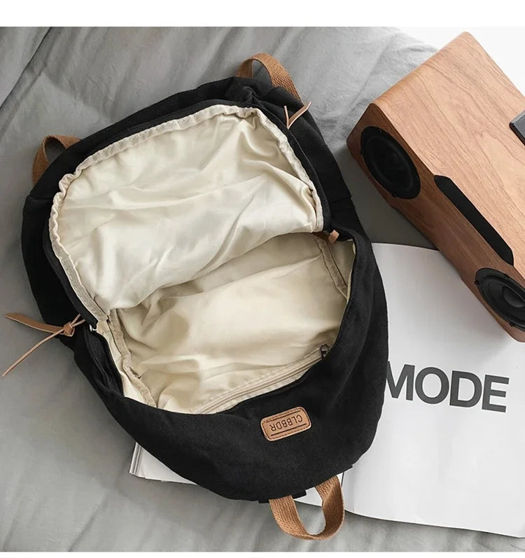 Unisex 100% Cotton Backpacks Solid Color School Bags Large Capacity Clouth Leisure Or Travel Bags Lazy Style Satchels mochila 가방