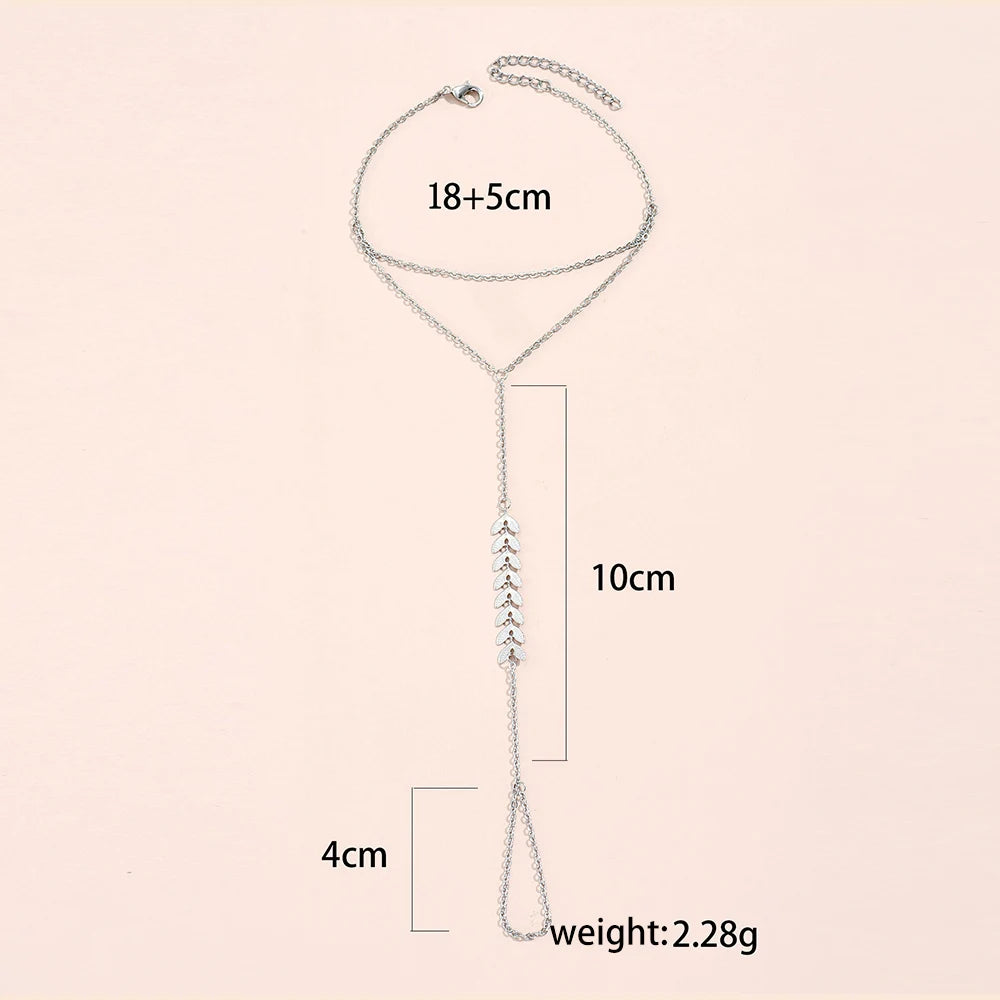 Creative Butterfly Link Chain Bracelet Connected Finger Ring Bangle Bracelets for Women Linked Hand Harness Couple Jewelry Gifts