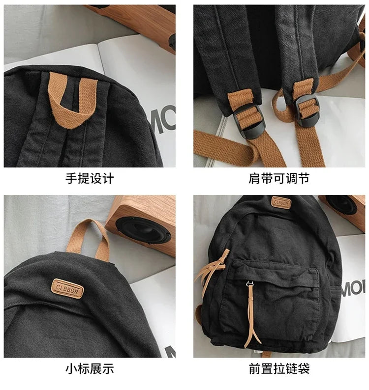 Unisex 100% Cotton Backpacks Solid Color School Bags Large Capacity Clouth Leisure Or Travel Bags Lazy Style Satchels mochila 가방