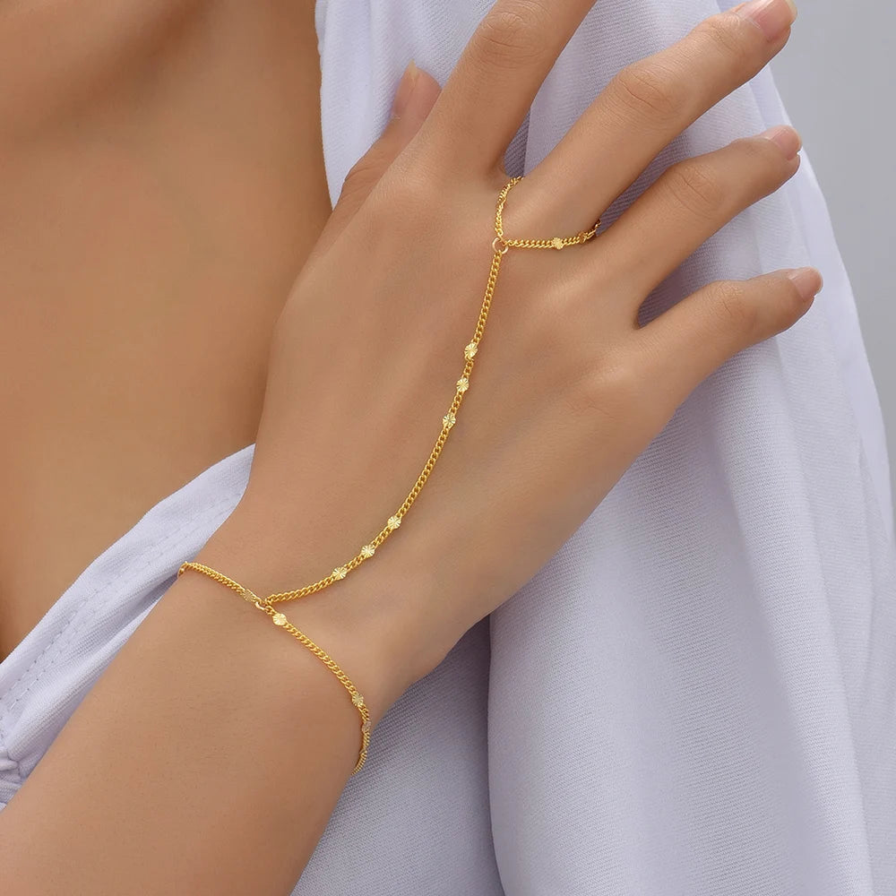 Creative Butterfly Link Chain Bracelet Connected Finger Ring Bangle Bracelets for Women Linked Hand Harness Couple Jewelry Gifts