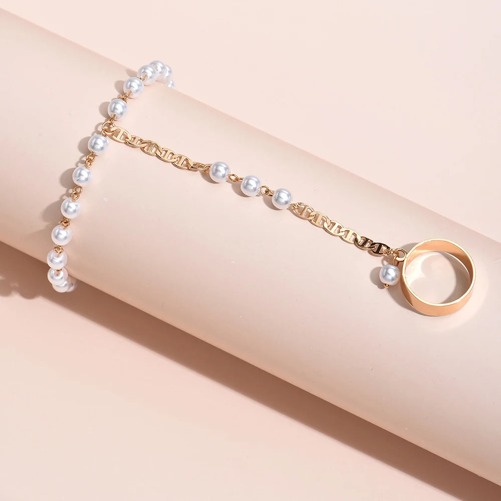 Creative Butterfly Link Chain Bracelet Connected Finger Ring Bangle Bracelets for Women Linked Hand Harness Couple Jewelry Gifts