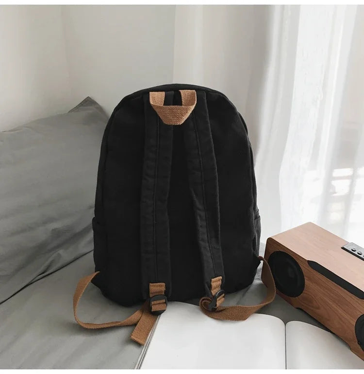 Unisex 100% Cotton Backpacks Solid Color School Bags Large Capacity Clouth Leisure Or Travel Bags Lazy Style Satchels mochila 가방