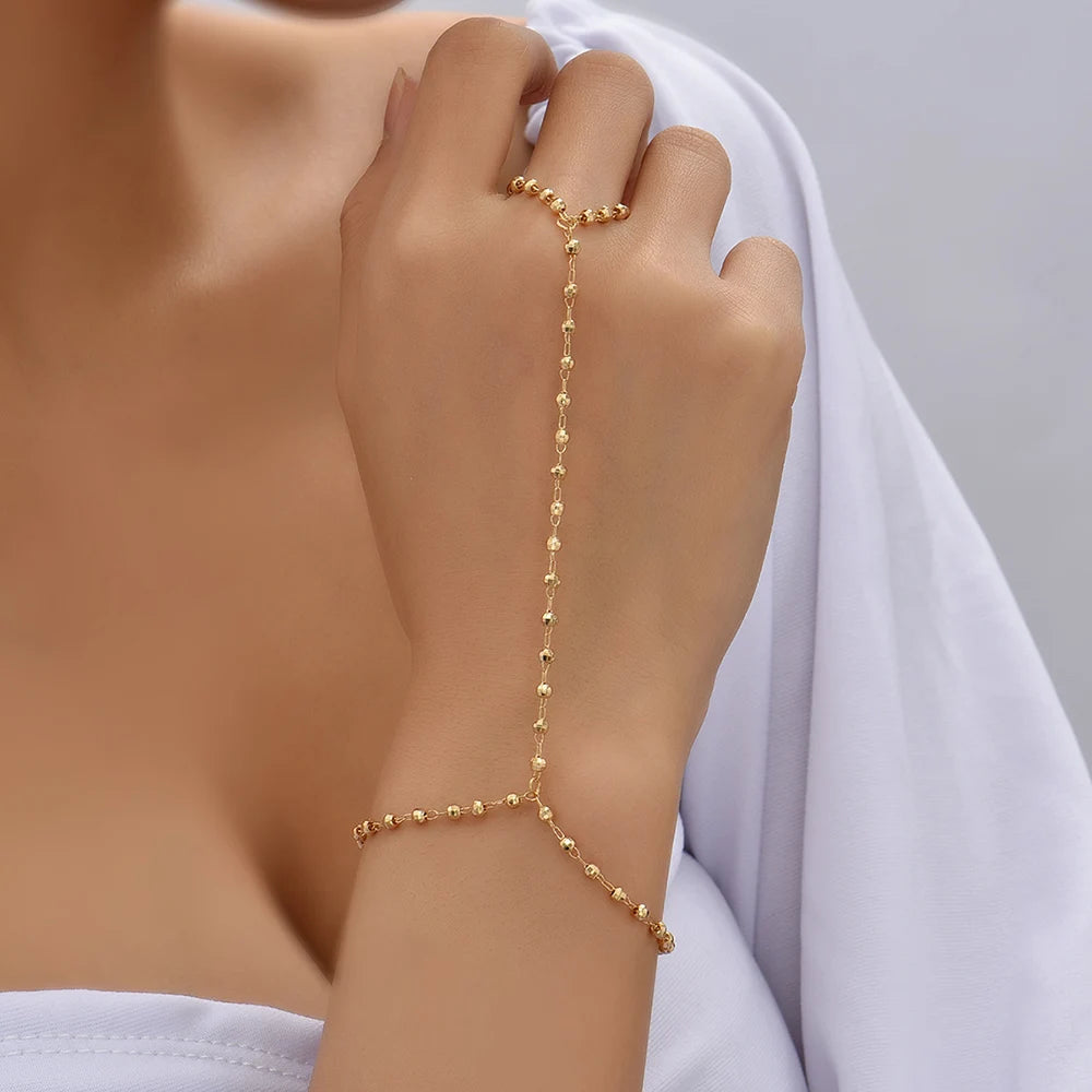 Creative Butterfly Link Chain Bracelet Connected Finger Ring Bangle Bracelets for Women Linked Hand Harness Couple Jewelry Gifts