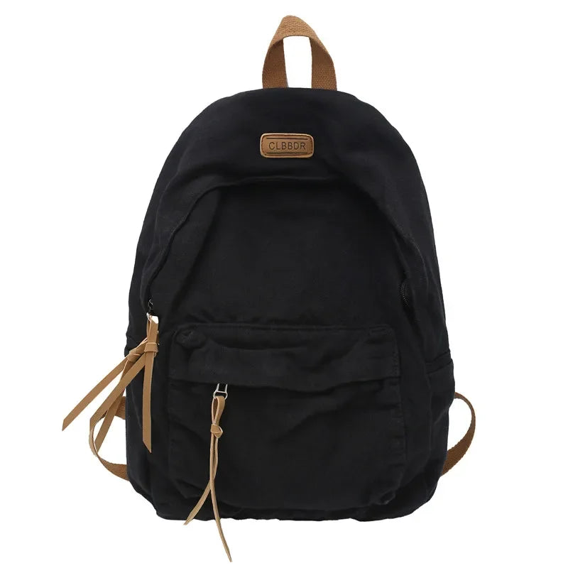 Unisex 100% Cotton Backpacks Solid Color School Bags Large Capacity Clouth Leisure Or Travel Bags Lazy Style Satchels mochila 가방