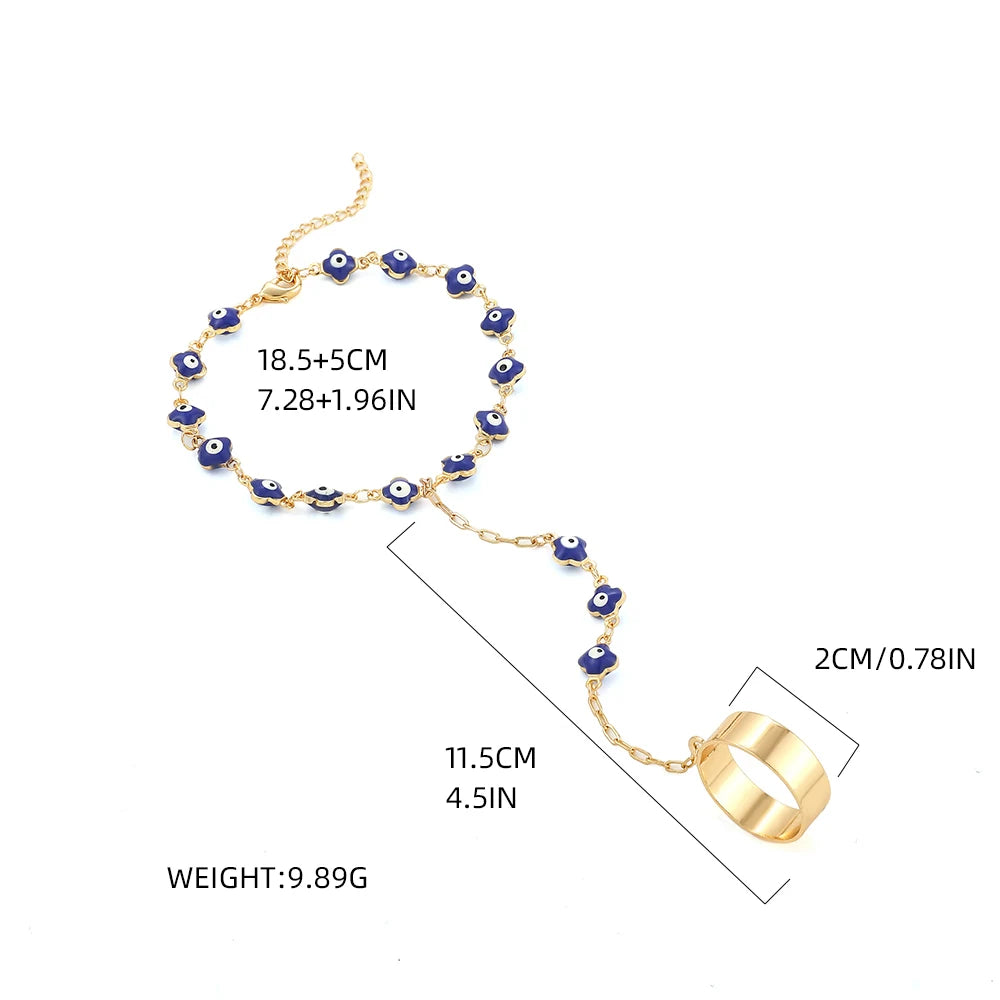 Creative Butterfly Link Chain Bracelet Connected Finger Ring Bangle Bracelets for Women Linked Hand Harness Couple Jewelry Gifts