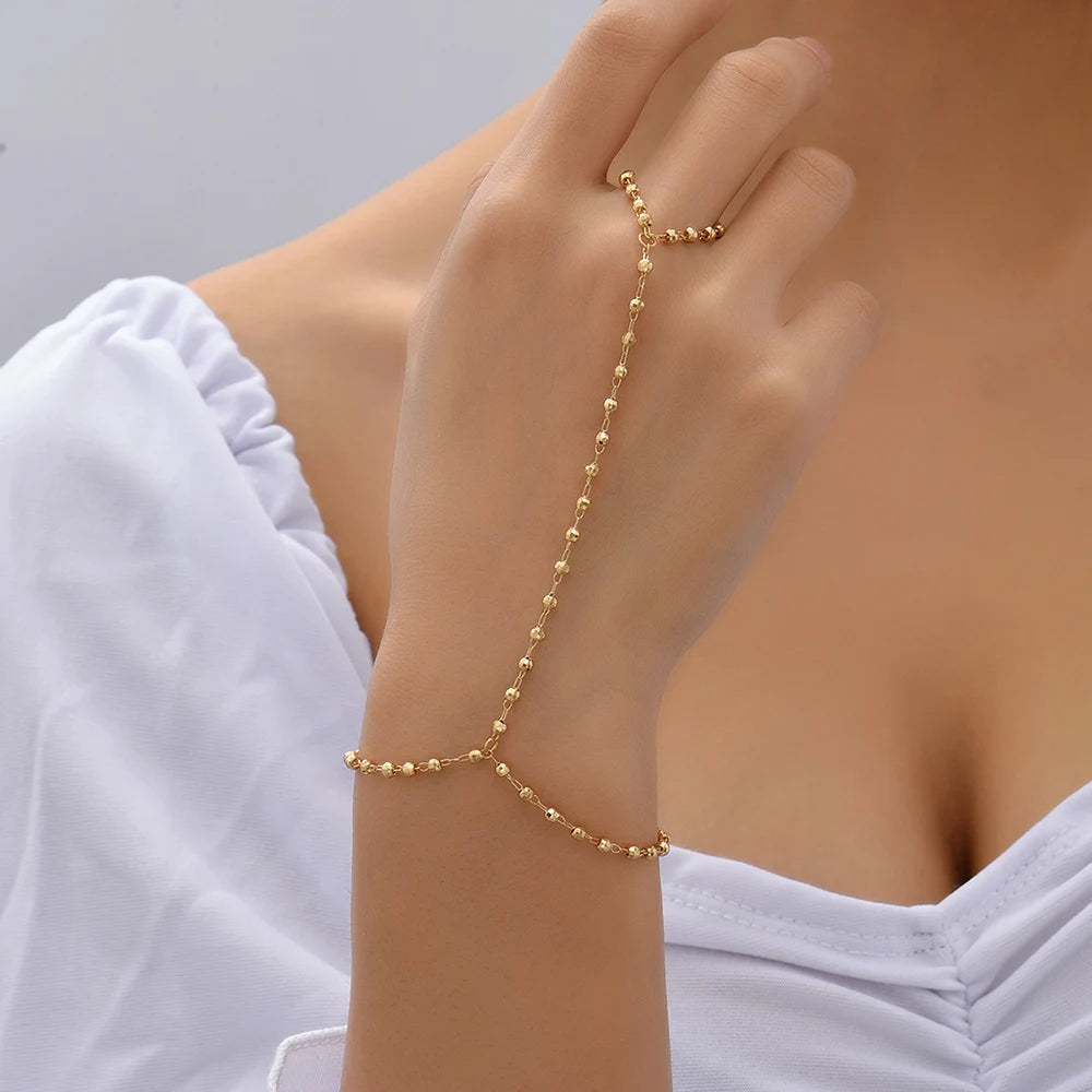 Creative Butterfly Link Chain Bracelet Connected Finger Ring Bangle Bracelets for Women Linked Hand Harness Couple Jewelry Gifts