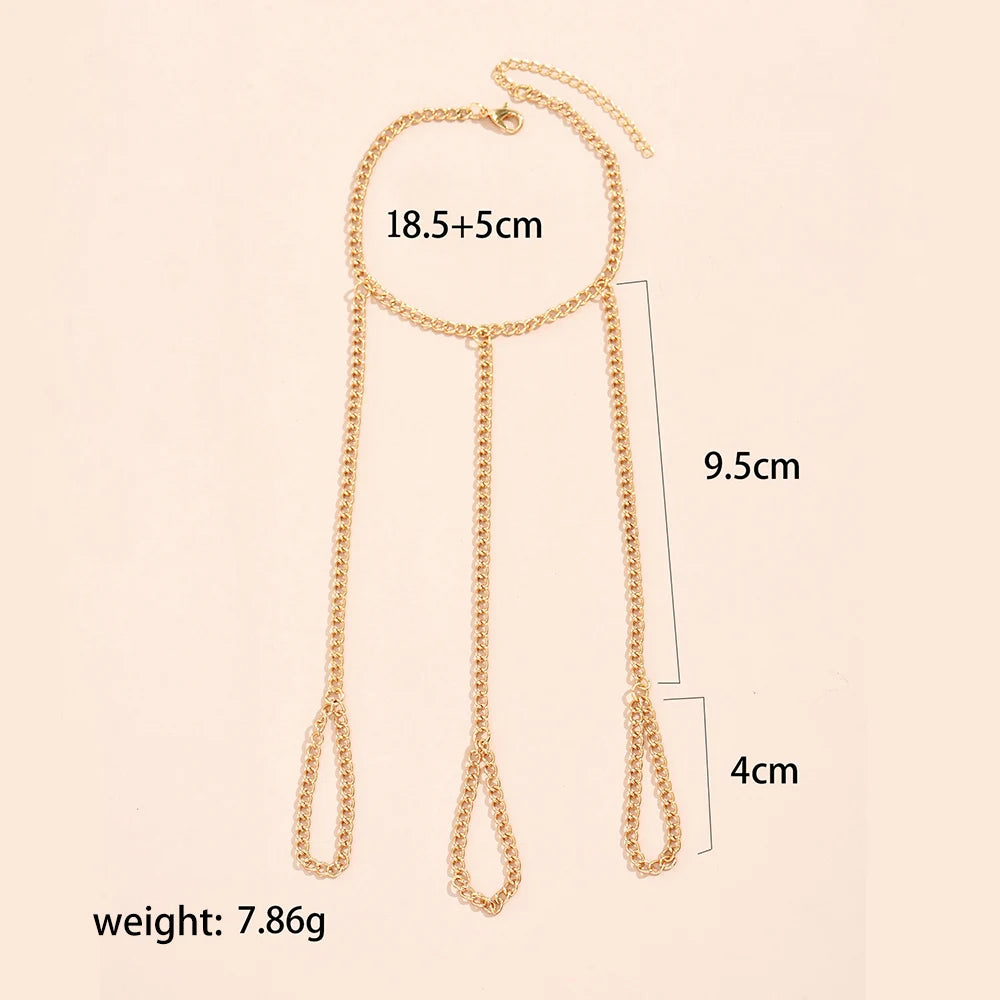 Creative Butterfly Link Chain Bracelet Connected Finger Ring Bangle Bracelets for Women Linked Hand Harness Couple Jewelry Gifts
