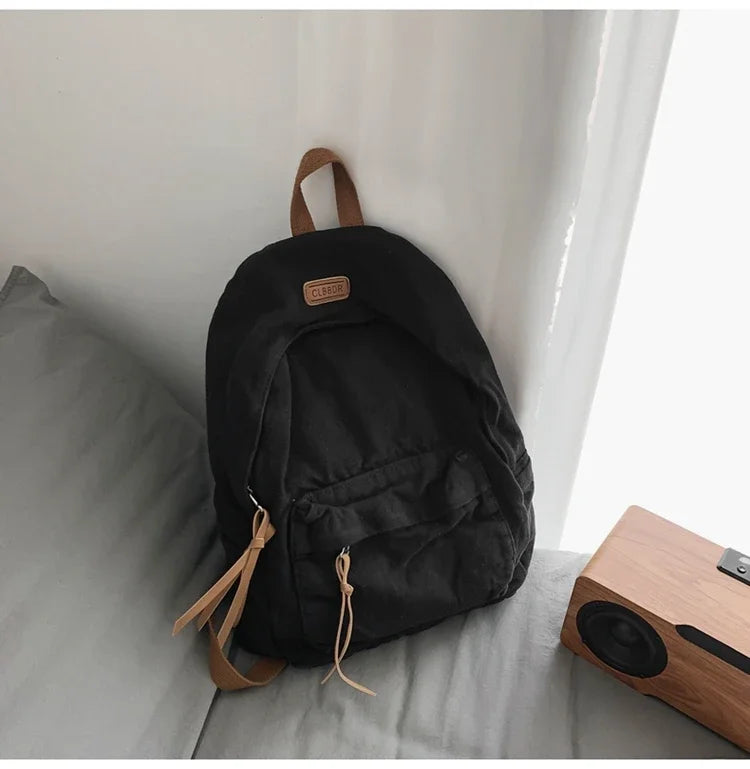 Unisex 100% Cotton Backpacks Solid Color School Bags Large Capacity Clouth Leisure Or Travel Bags Lazy Style Satchels mochila 가방