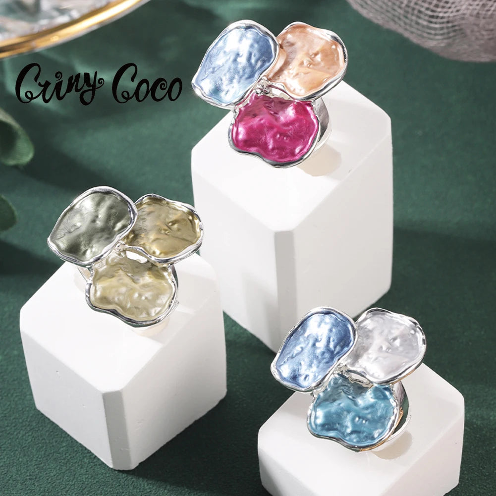 Cring Coco New in Rings Big Rings for Women Accessories Enamel Famous Woman Luxury Brand Ring Jewelry Large Extravagant Rings