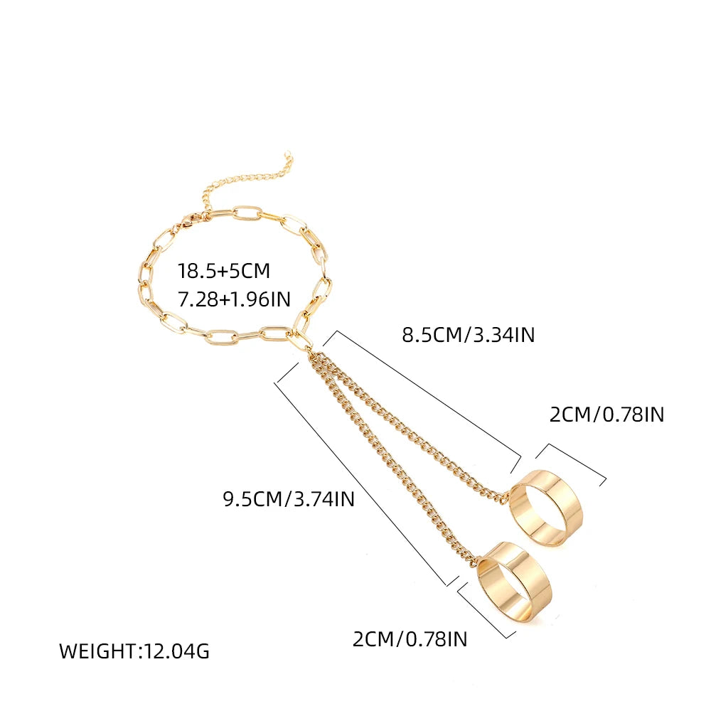 Creative Butterfly Link Chain Bracelet Connected Finger Ring Bangle Bracelets for Women Linked Hand Harness Couple Jewelry Gifts