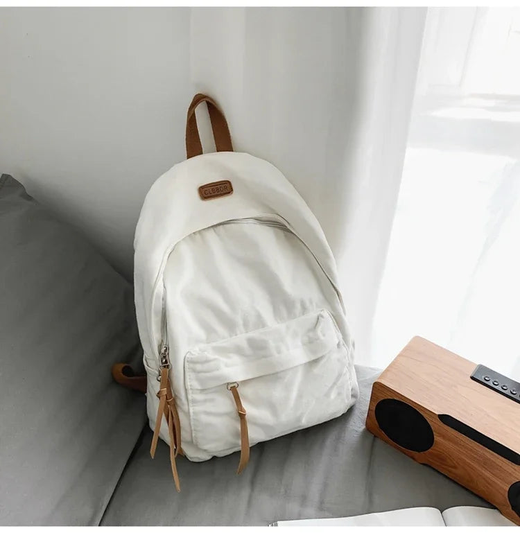Unisex 100% Cotton Backpacks Solid Color School Bags Large Capacity Clouth Leisure Or Travel Bags Lazy Style Satchels mochila 가방