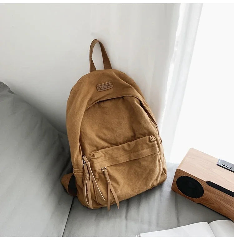 Unisex 100% Cotton Backpacks Solid Color School Bags Large Capacity Clouth Leisure Or Travel Bags Lazy Style Satchels mochila 가방