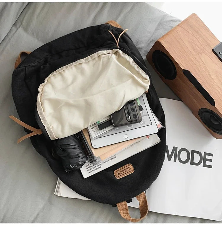 Unisex 100% Cotton Backpacks Solid Color School Bags Large Capacity Clouth Leisure Or Travel Bags Lazy Style Satchels mochila 가방