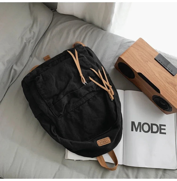 Unisex 100% Cotton Backpacks Solid Color School Bags Large Capacity Clouth Leisure Or Travel Bags Lazy Style Satchels mochila 가방