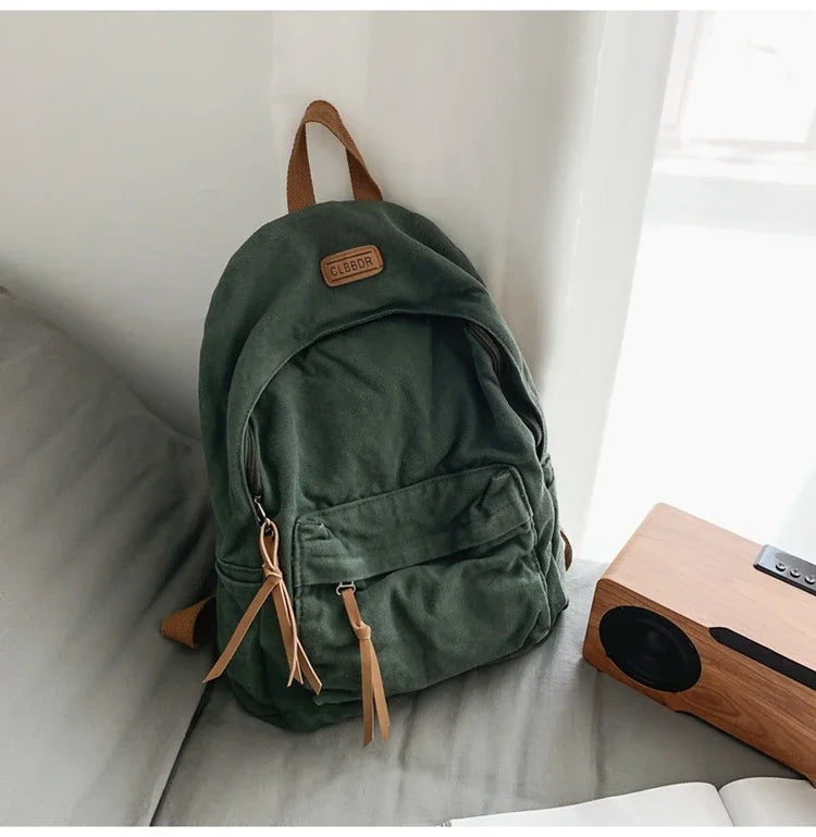 Unisex 100% Cotton Backpacks Solid Color School Bags Large Capacity Clouth Leisure Or Travel Bags Lazy Style Satchels mochila 가방