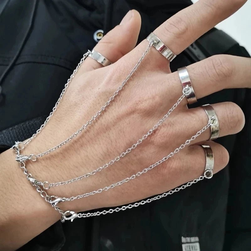 Creative Butterfly Link Chain Bracelet Connected Finger Ring Bangle Bracelets for Women Linked Hand Harness Couple Jewelry Gifts