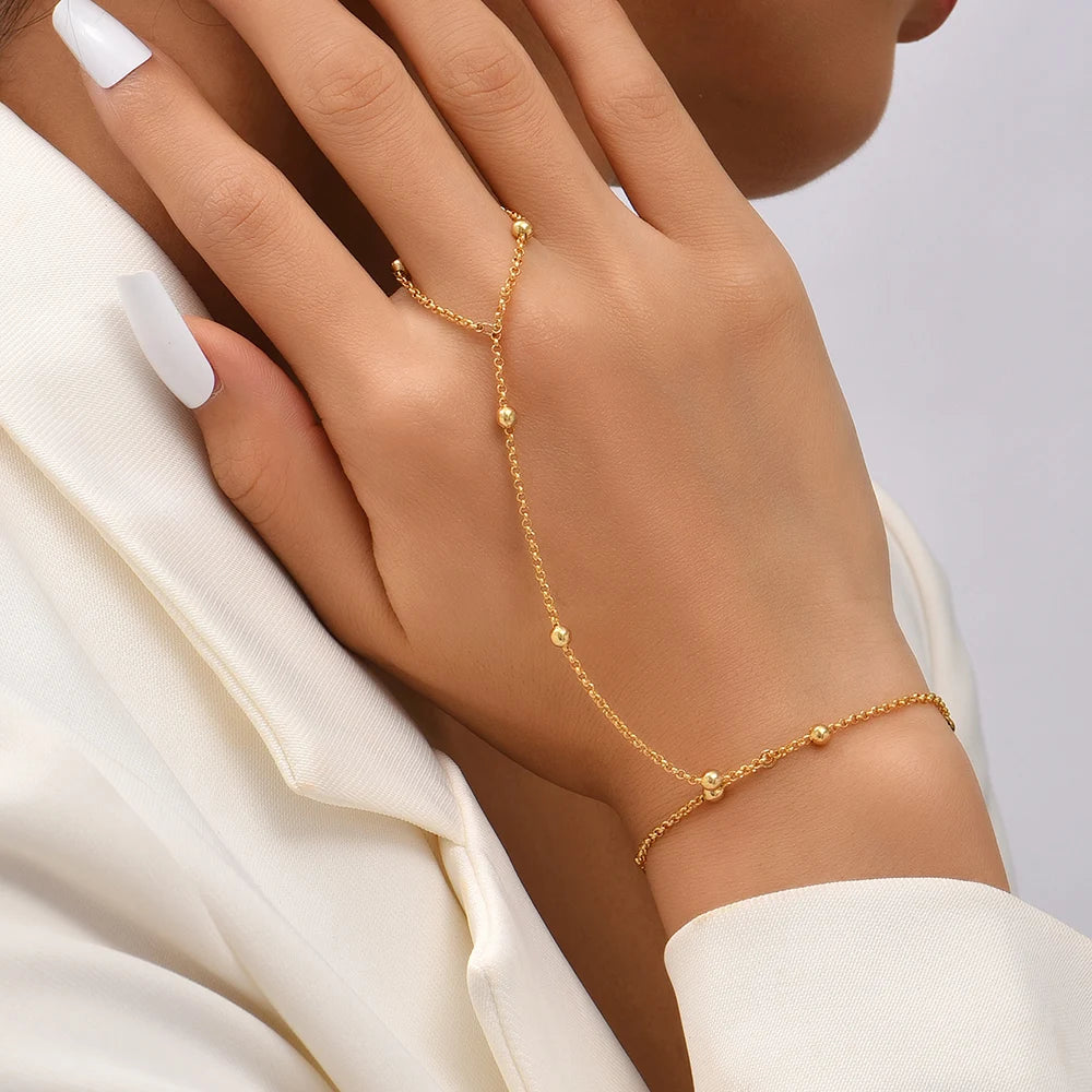 Creative Butterfly Link Chain Bracelet Connected Finger Ring Bangle Bracelets for Women Linked Hand Harness Couple Jewelry Gifts