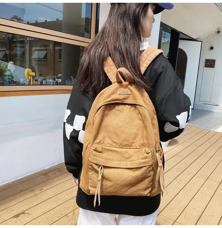 Unisex 100% Cotton Backpacks Solid Color School Bags Large Capacity Clouth Leisure Or Travel Bags Lazy Style Satchels mochila 가방