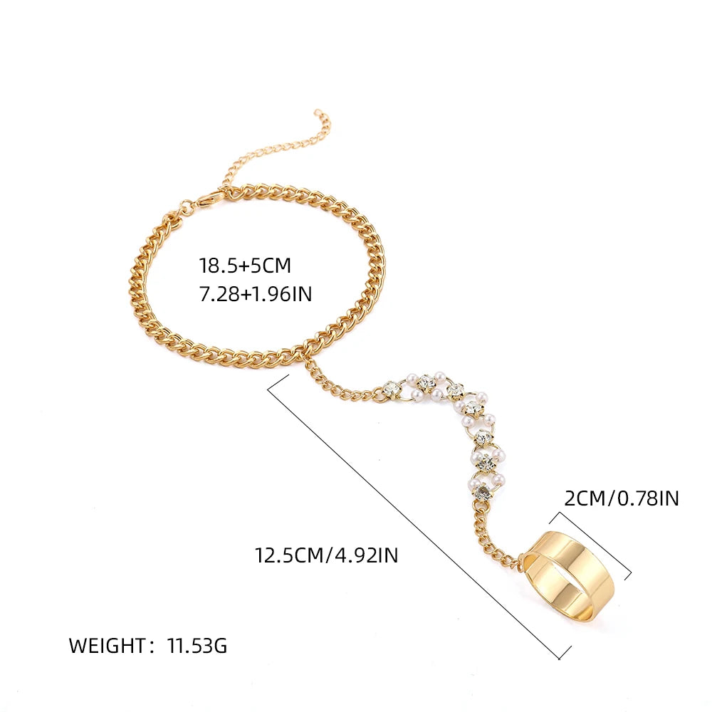 Creative Butterfly Link Chain Bracelet Connected Finger Ring Bangle Bracelets for Women Linked Hand Harness Couple Jewelry Gifts