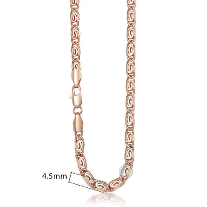 Necklace for Women 585 Rose Gold color Curb Snail Link Chain Gold Color Necklace Men's Woman Jewelry Gifts 45cm 50cm 60cm GNN1
