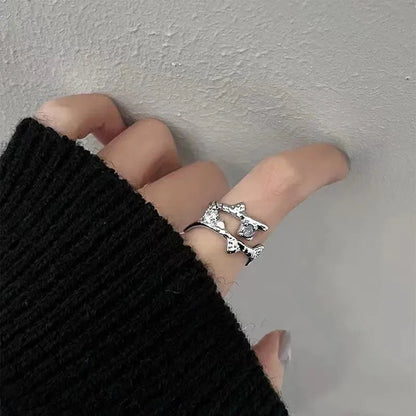 3-piece Double Layer Ring Set for Women's Punk Dark Wind Ring Set Y2K Student Light Luxury Advanced Open Ring Party Jewelry Gift