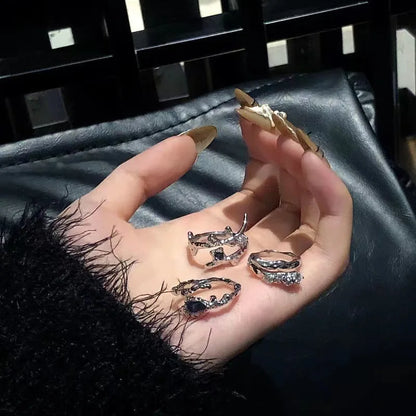 3-piece Double Layer Ring Set for Women's Punk Dark Wind Ring Set Y2K Student Light Luxury Advanced Open Ring Party Jewelry Gift