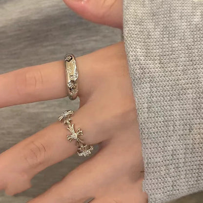 3-piece Double Layer Ring Set for Women's Punk Dark Wind Ring Set Y2K Student Light Luxury Advanced Open Ring Party Jewelry Gift