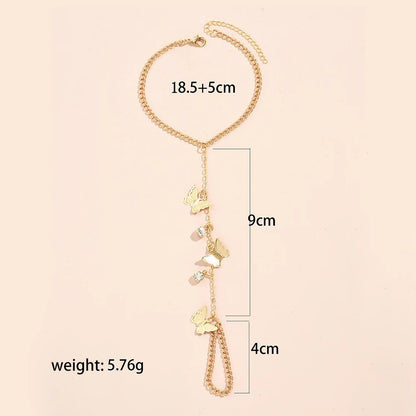 Creative Butterfly Link Chain Bracelet Connected Finger Ring Bangle Bracelets for Women Linked Hand Harness Couple Jewelry Gifts