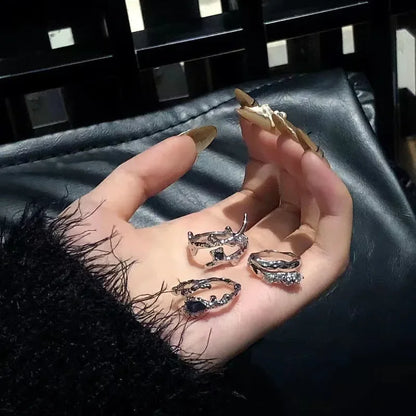 3-piece Double Layer Ring Set for Women's Punk Dark Wind Ring Set Y2K Student Light Luxury Advanced Open Ring Party Jewelry Gift
