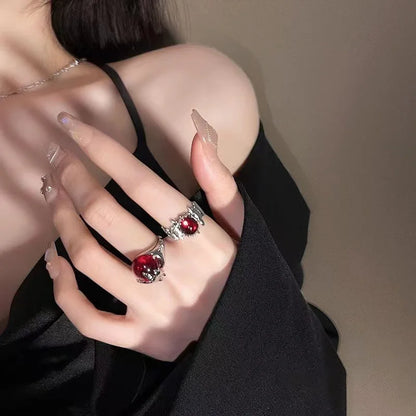 3-piece Double Layer Ring Set for Women's Punk Dark Wind Ring Set Y2K Student Light Luxury Advanced Open Ring Party Jewelry Gift