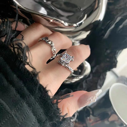 3-piece Double Layer Ring Set for Women's Punk Dark Wind Ring Set Y2K Student Light Luxury Advanced Open Ring Party Jewelry Gift