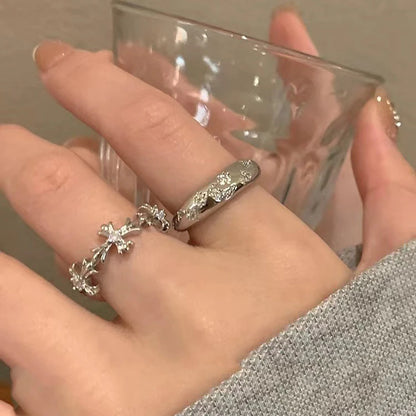 3-piece Double Layer Ring Set for Women's Punk Dark Wind Ring Set Y2K Student Light Luxury Advanced Open Ring Party Jewelry Gift